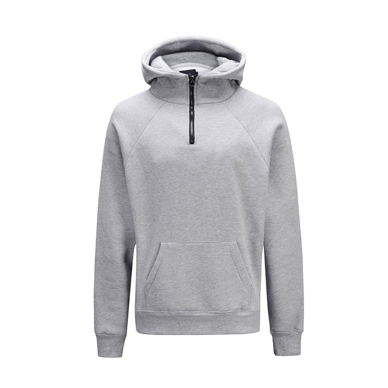 Oversize solid half-zip fleece pullover hoodie