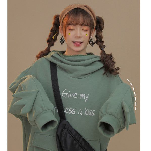 Frog Zipper Pocket Oversized Hoodie